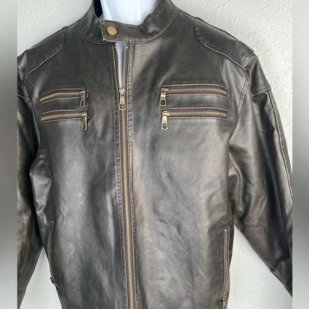 Vintage brown “pleather” jacket Lg - Picture 5 of 14